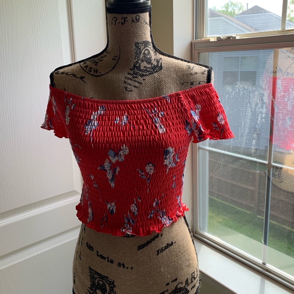 Red off the shoulder top